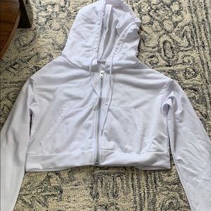 Woman’s white cropped zip up hoodie